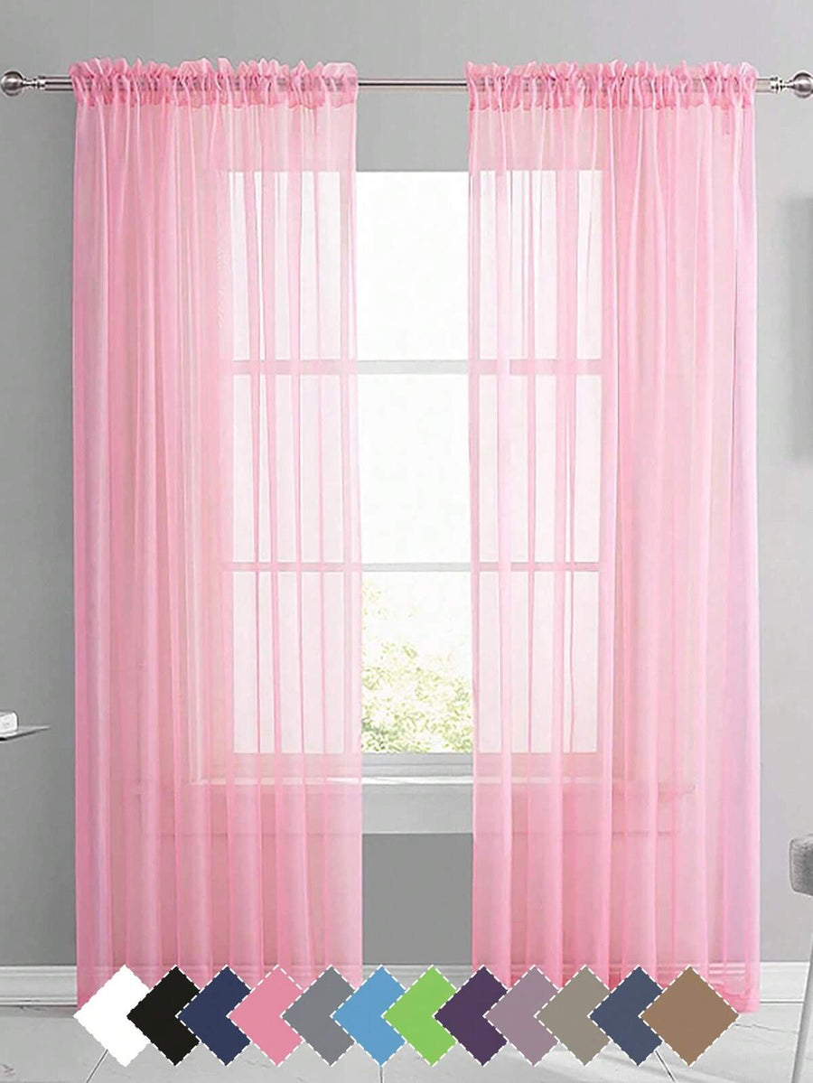 2pcs Modern Transparent Solid Color Curtains, Semi-Sheer Voile Curtains, Top Rod Hanging, Lightweight & Breathable, Light Filtering, Suitable For Living Room, Garden, Bedroom, Kitchen, Door Curtain