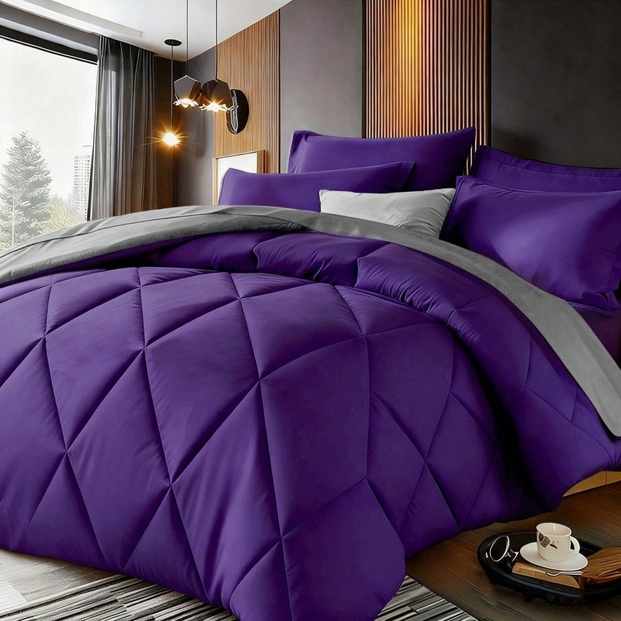 KTABEDDING 2/3PCS Minimalist Luxurious Diamond Grid Large Size Comforter Soft Microfiber Breathable Easy Care For All Seasons Bedding Set With Down Altemative Comforter And Pillowcases Large Size Bedroom Decor And Accessories Many Colors Available